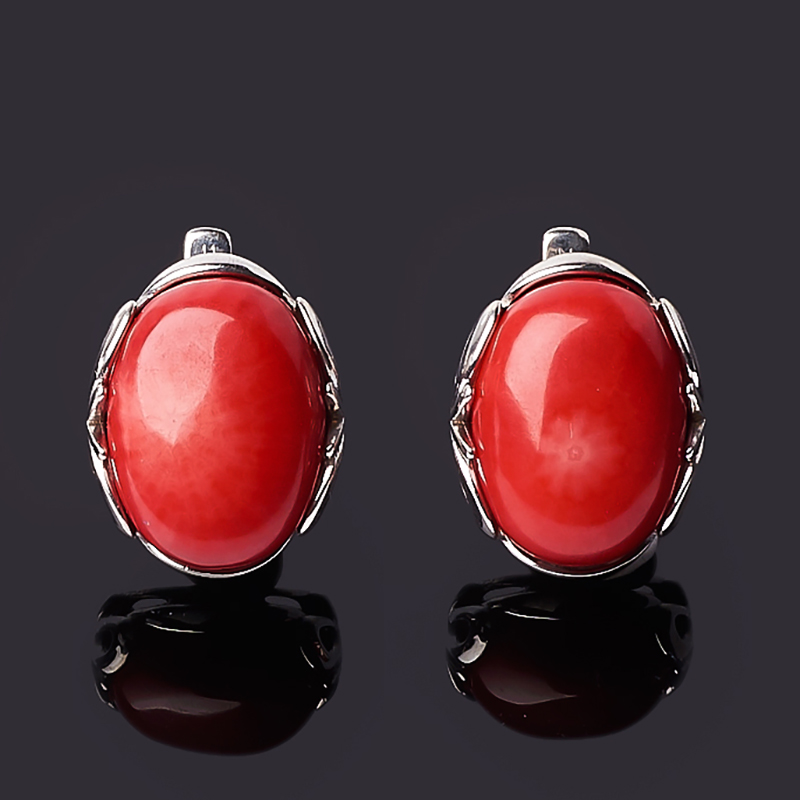 

Серьги коралл красный (серебро 925 пр. родир. бел.)
