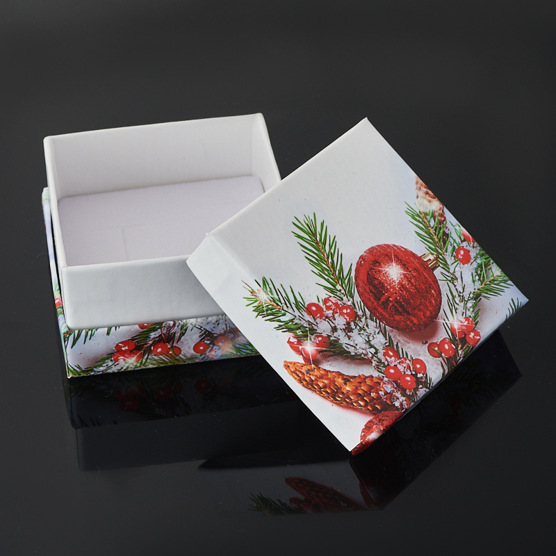 Подарочная упаковка (картон) под комплект (кольцо, серьги, кулон) (коробка) (микс) 60х60х30 мм