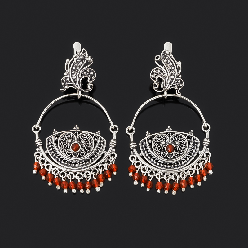 

Серьги сердолик (серебро 925 пр. оксидир.) огранка
