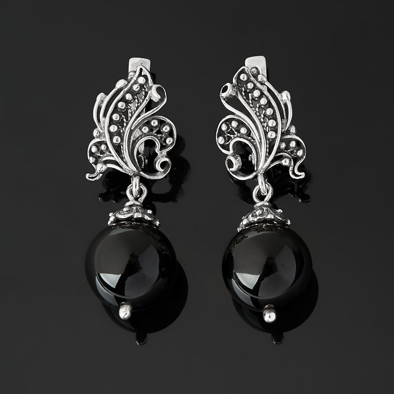 

Серьги агат черный (серебро 925 пр. оксидир.)