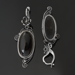 Серьги обсидиан прозрачный Армения (биж. сплав, нейзильбер)