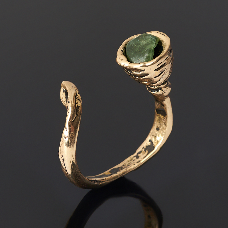 Кольцо турмалин зеленый (верделит) Бразилия (бронза) размер 18 (регулируемый)