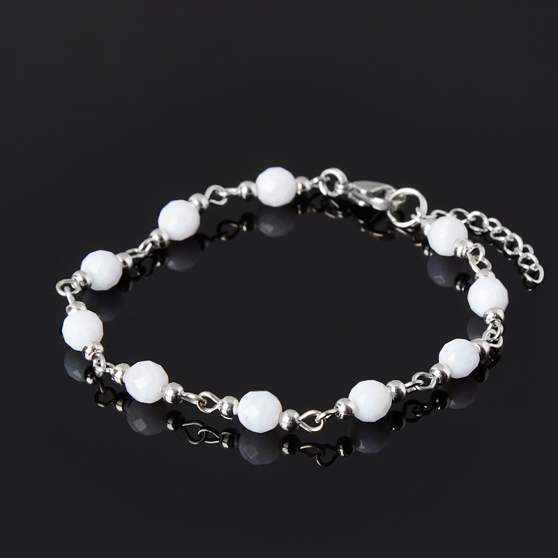 

Браслет агат голубой (биж. сплав, сталь хир.) огранка 6 мм 16 см (+3 см)