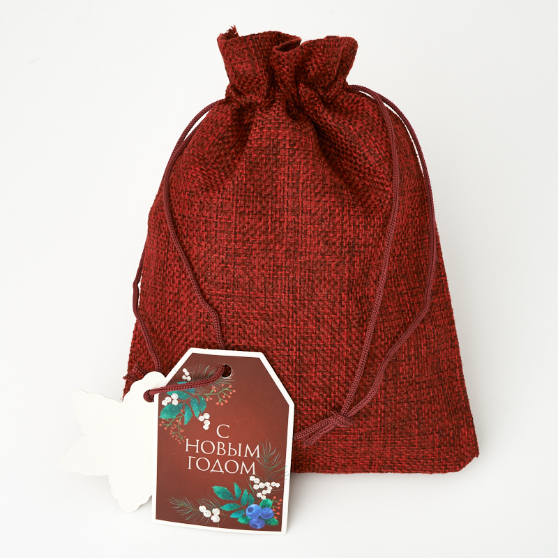 Подарочная упаковка (текстиль) универсальная (мешочек плоский) (красный) 125х180 мм