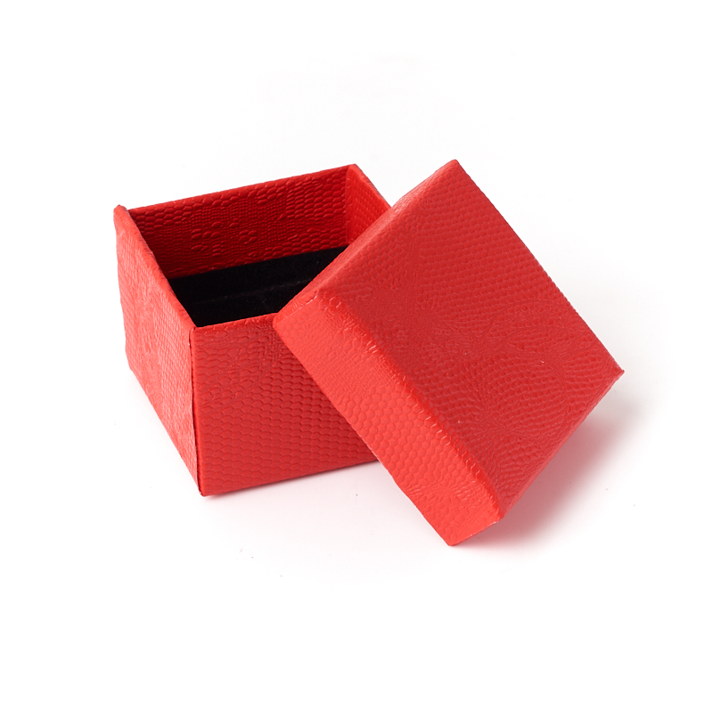 Подарочная упаковка (картон) под кольцо/серьги (коробка) (красный) 50х50х35 мм