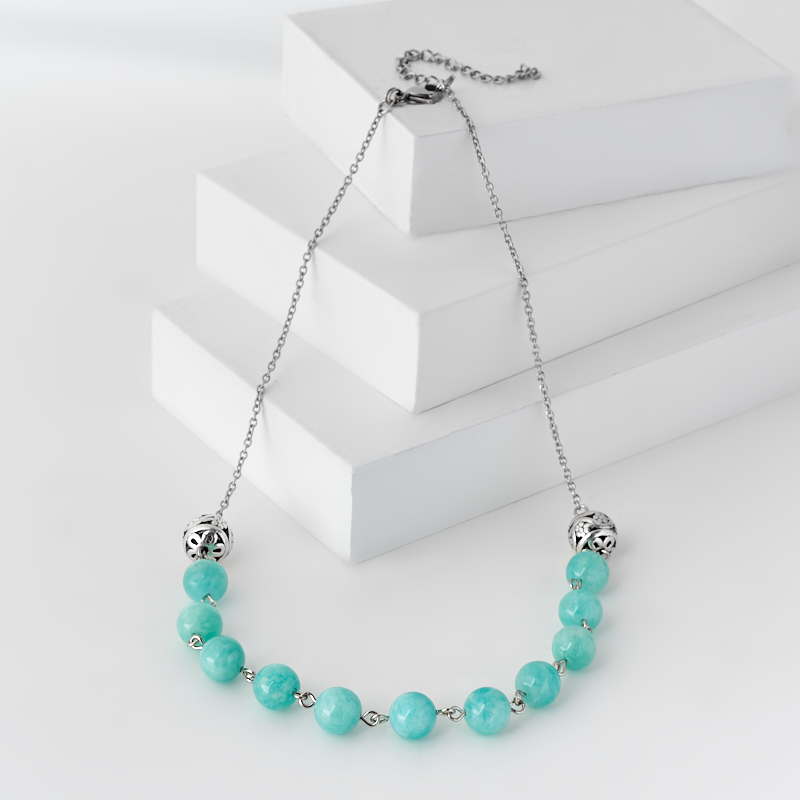 

Бусы амазонит (биж. сплав, сталь хир.) 9 мм 41 см (+7 см)