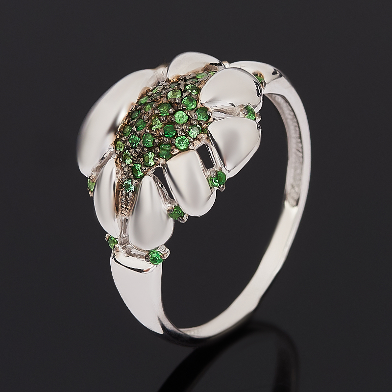 

Кольцо гранат цаворит (серебро 925 пр. родир. бел., родир. черн.) огранка размер 17,5