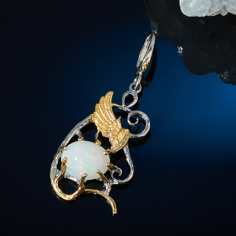 

Кулон опал благородный белый (серебро 925 пр. позолота, родир. сер.)