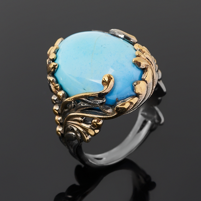 

Кольцо бирюза (серебро 925 пр. позолота, родир. черн.) размер 18