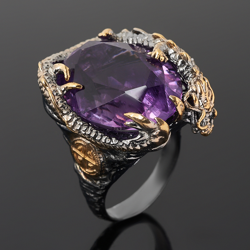 

Кольцо аметист (серебро 925 пр. позолота, родир. черн.) огранка размер 18,5