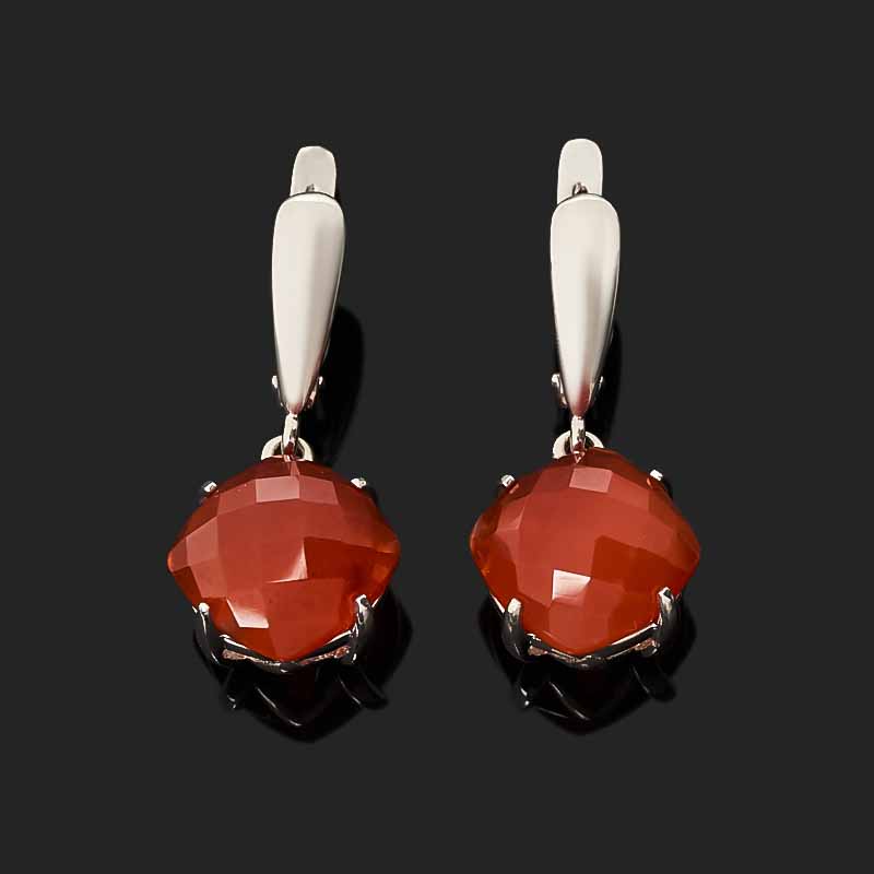 

Серьги сердолик (серебро 925 пр. родир. бел.) огранка