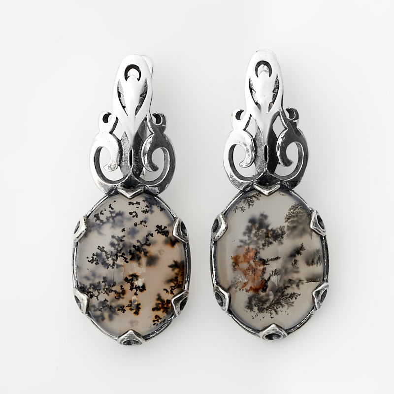

Серьги агат моховой (серебро 925 пр. оксидир.)