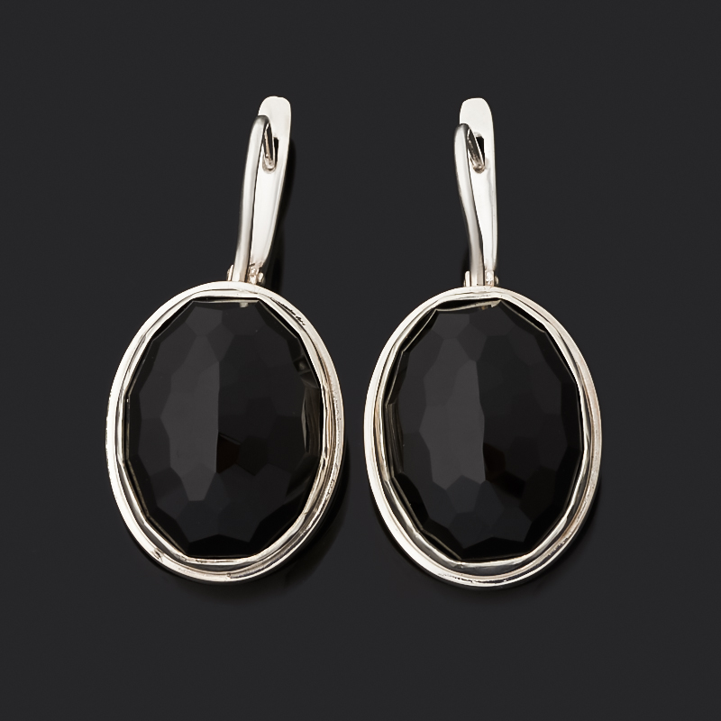 

Серьги агат черный (серебро 925 пр.) огранка