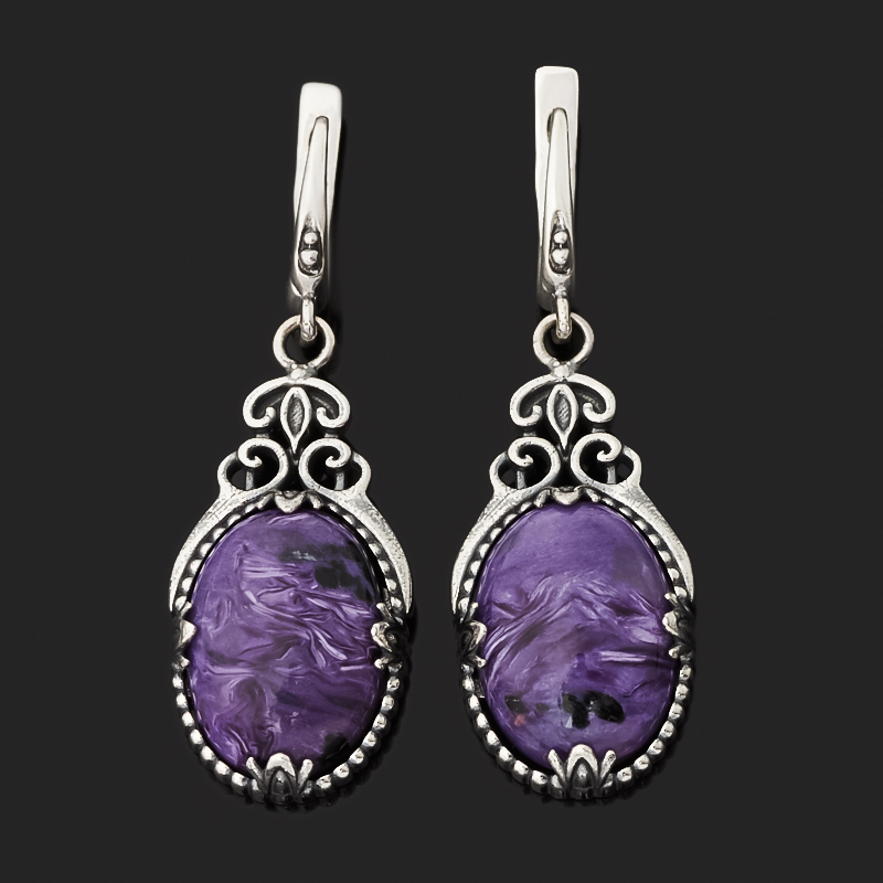 

Серьги чароит (серебро 925 пр. оксидир.)