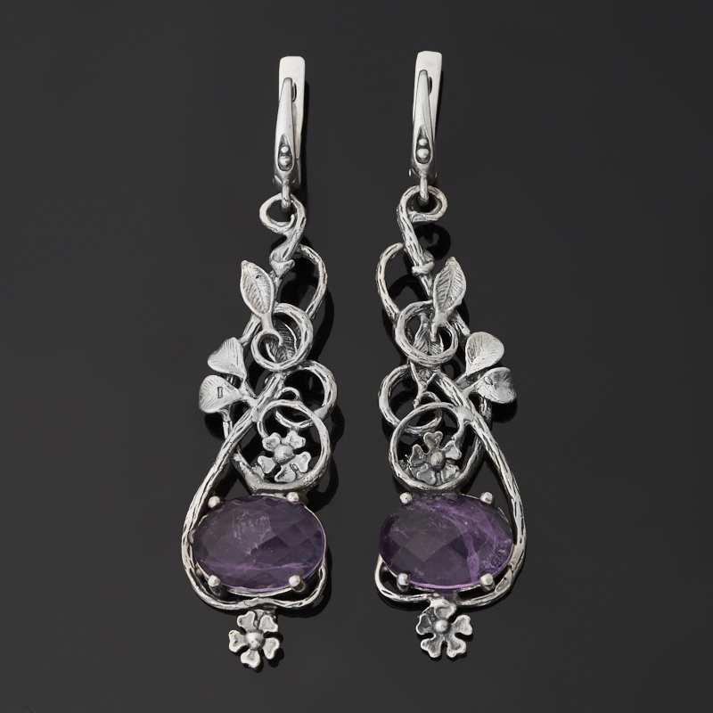 

Серьги аметист (серебро 925 пр. оксидир.) огранка