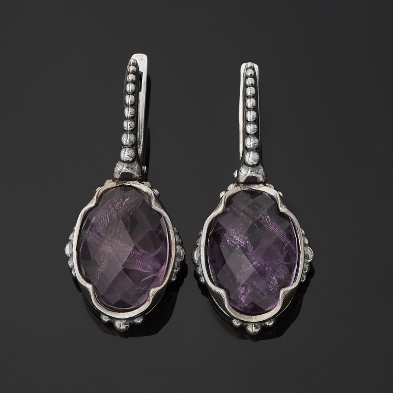 

Серьги аметист (серебро 925 пр. оксидир.) огранка