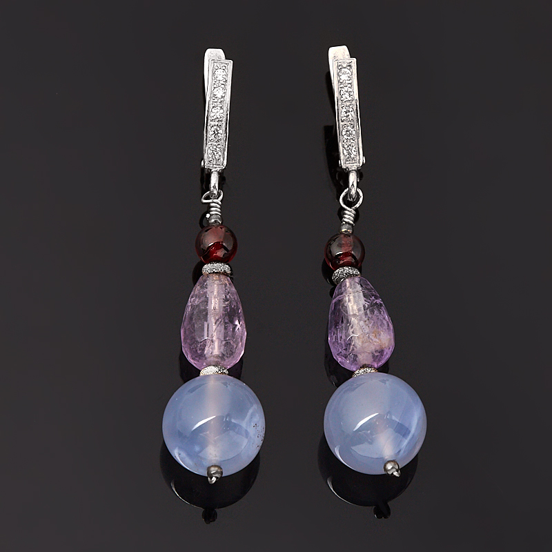 

Серьги микс агат, аметист (серебро 925 пр.)