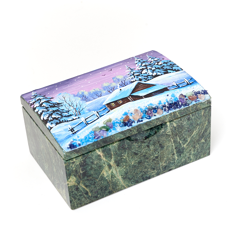 

Шкатулка змеевик 13,5х9х6,5 см
