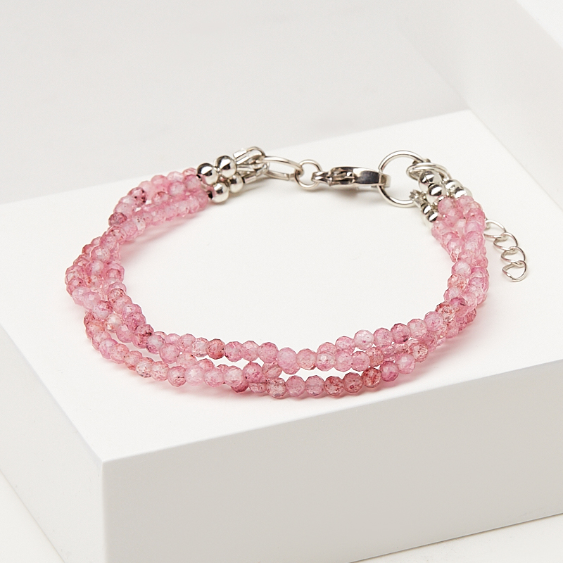 

Браслет турмалин розовый (рубеллит) (биж. сплав, сталь хир.) огранка 3 мм 17 см (+3 см)