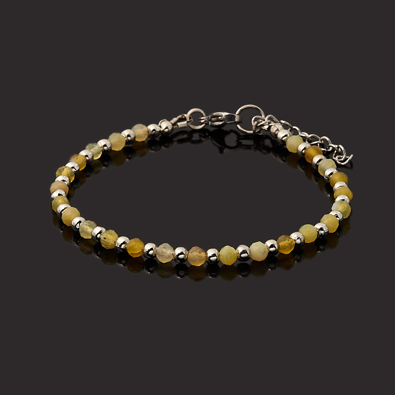 

Браслет опал желтый (биж. сплав, сталь хир.) огранка 3 мм 17 см (+3 см)