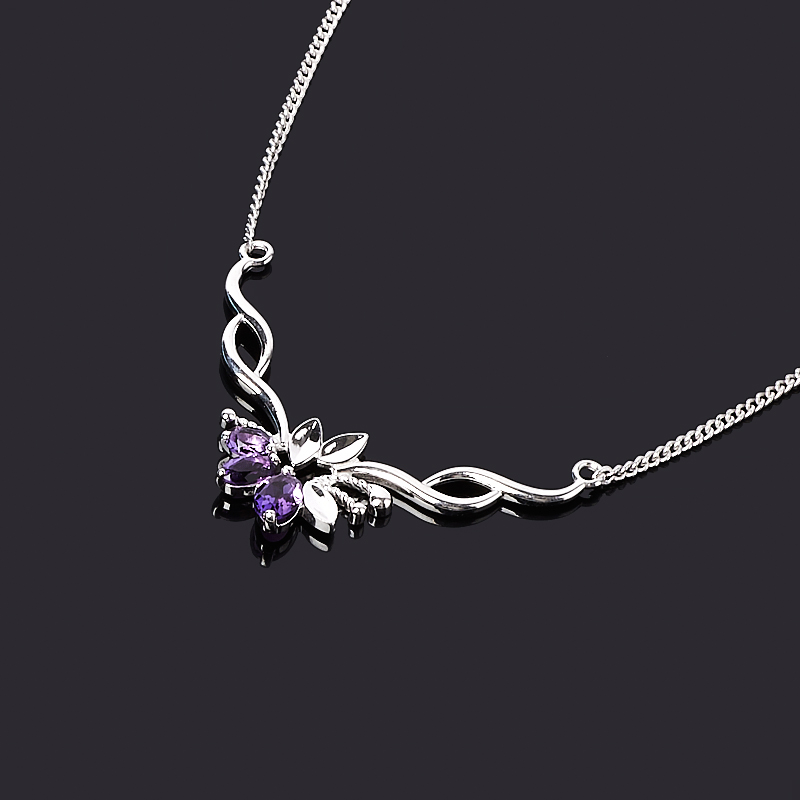 

Бусы аметист (серебро 925 пр. родир. бел.) (колье) огранка 45 см