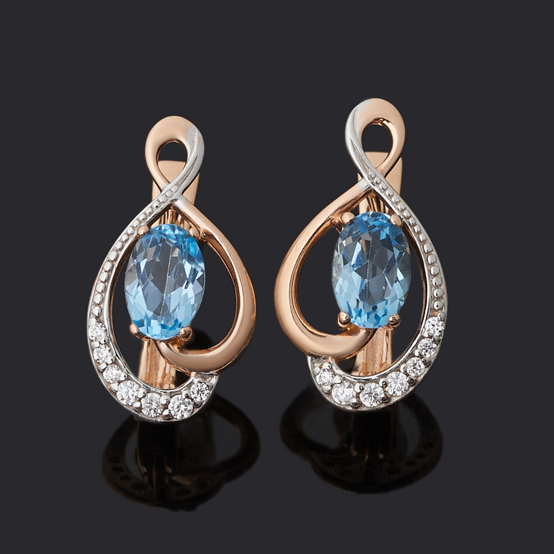 

Серьги топаз swiss (серебро 925 пр. позолота) огранка