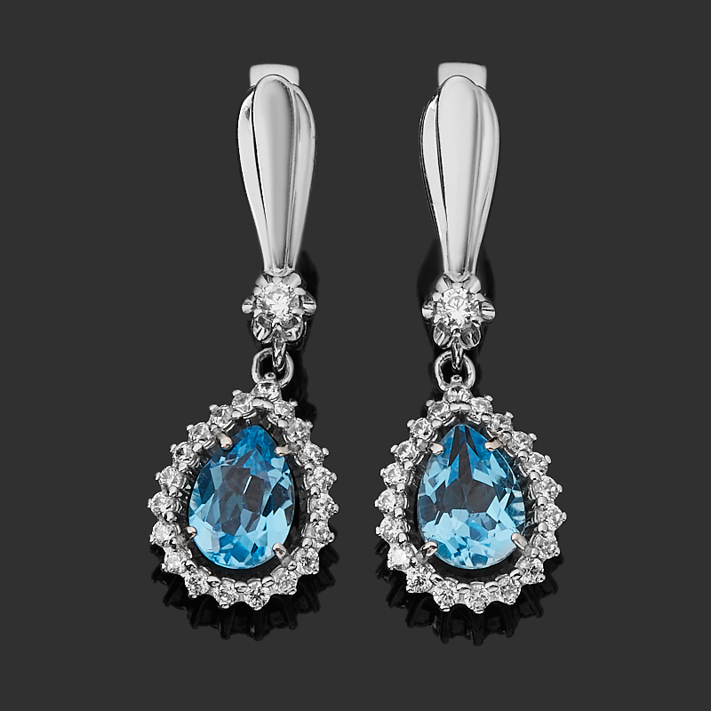 

Серьги топаз swiss (серебро 925 пр. родир. бел.) огранка
