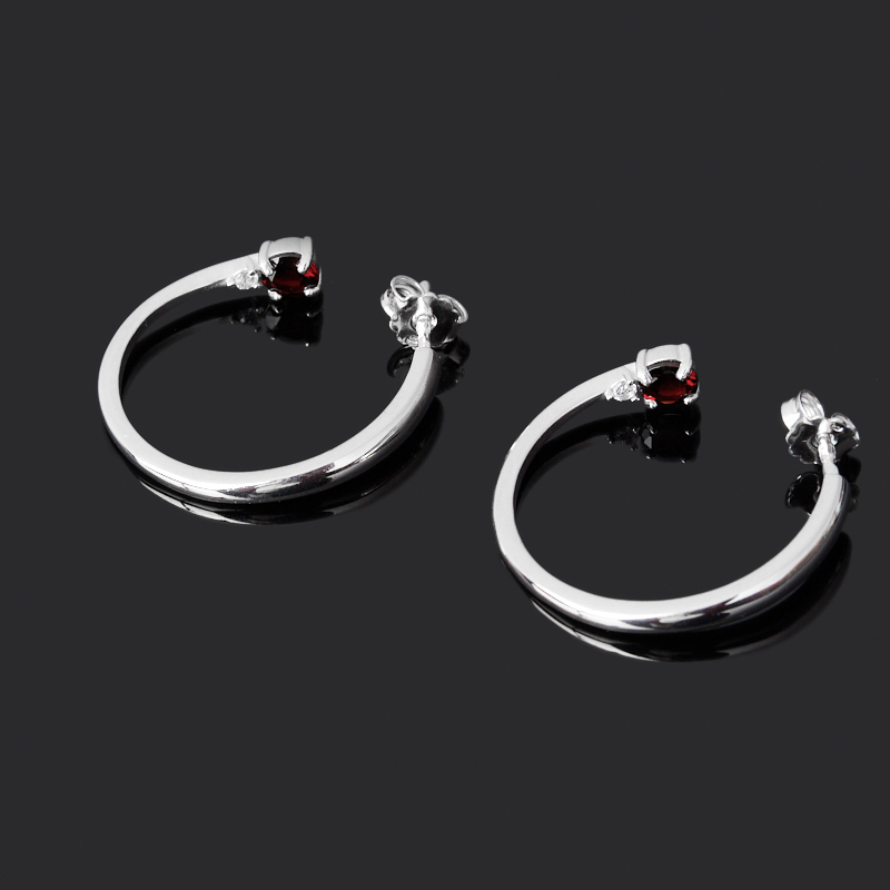 

Серьги гранат альмандин (серебро 925 пр. родир. бел.) пуссеты огранка