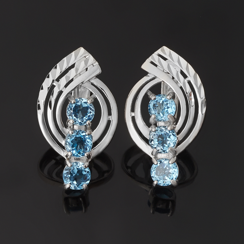 

Серьги топаз swiss (серебро 925 пр. родир. бел.) огранка