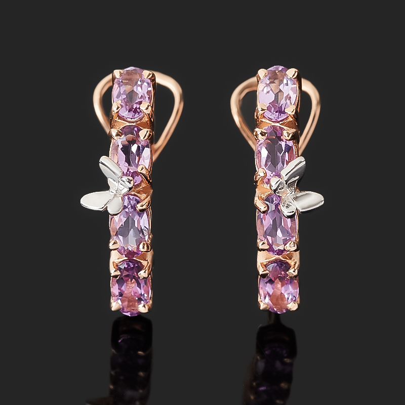 

Серьги аметист (серебро 925 пр. позолота, родир. бел.) огранка