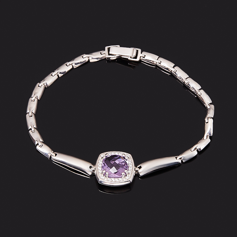 

Браслет аметист (серебро 925 пр. родир. бел.) огранка 16 см