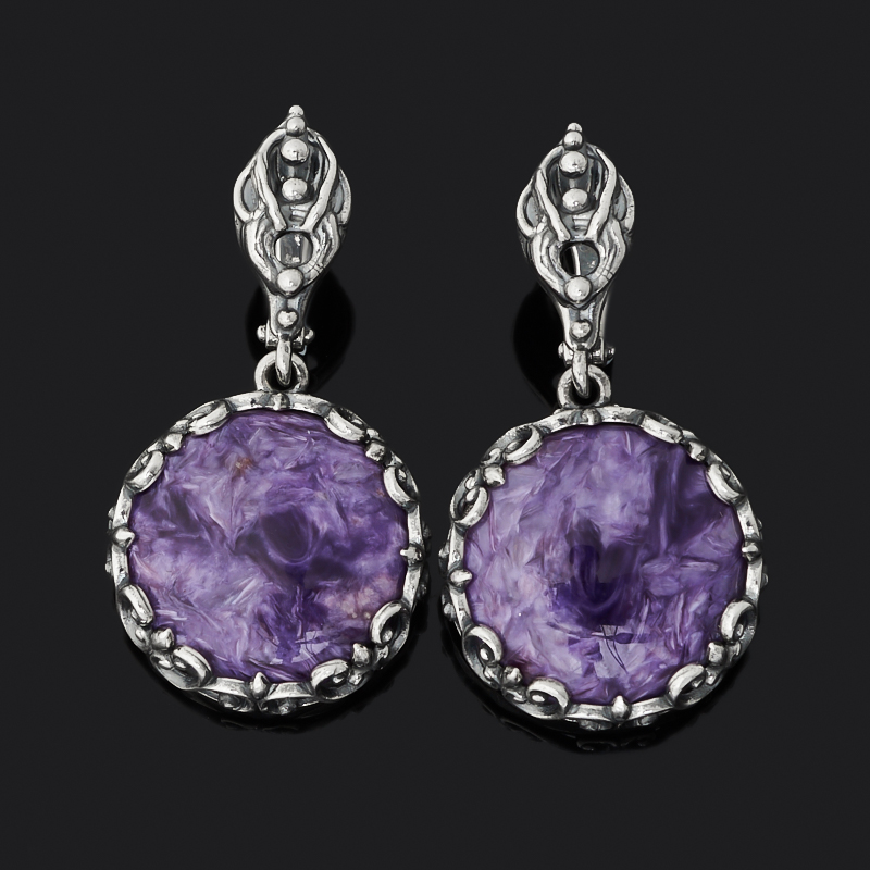 

Серьги чароит (серебро 925 пр. оксидир.)