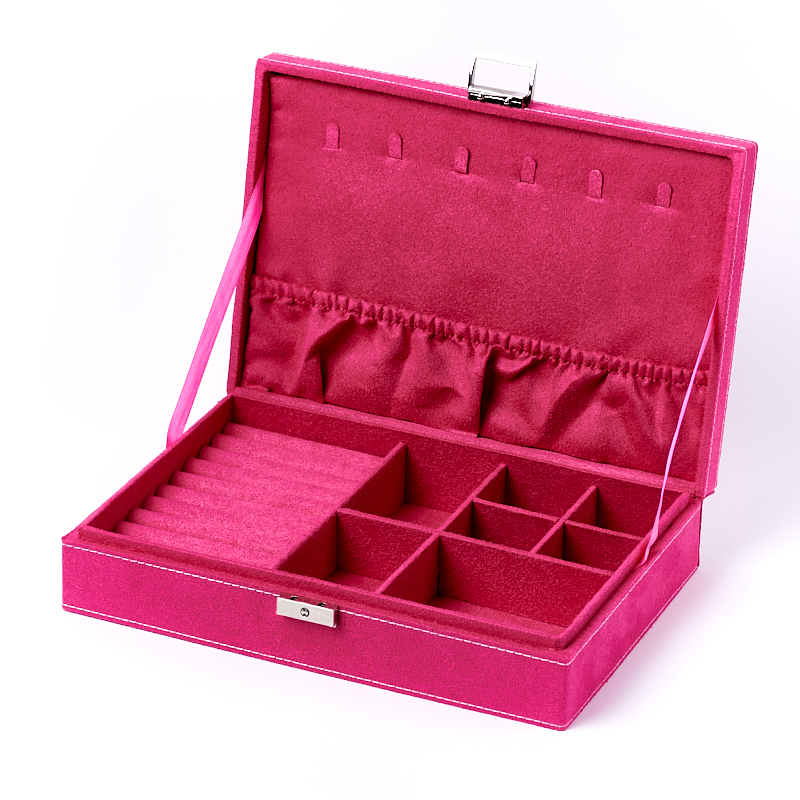 Шкатулка для хранения украшений (текстиль) (розовый) 28х19х6,5 см