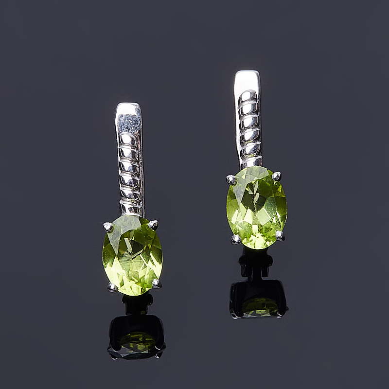 

Серьги хризолит (серебро 925 пр. родир. бел.) огранка