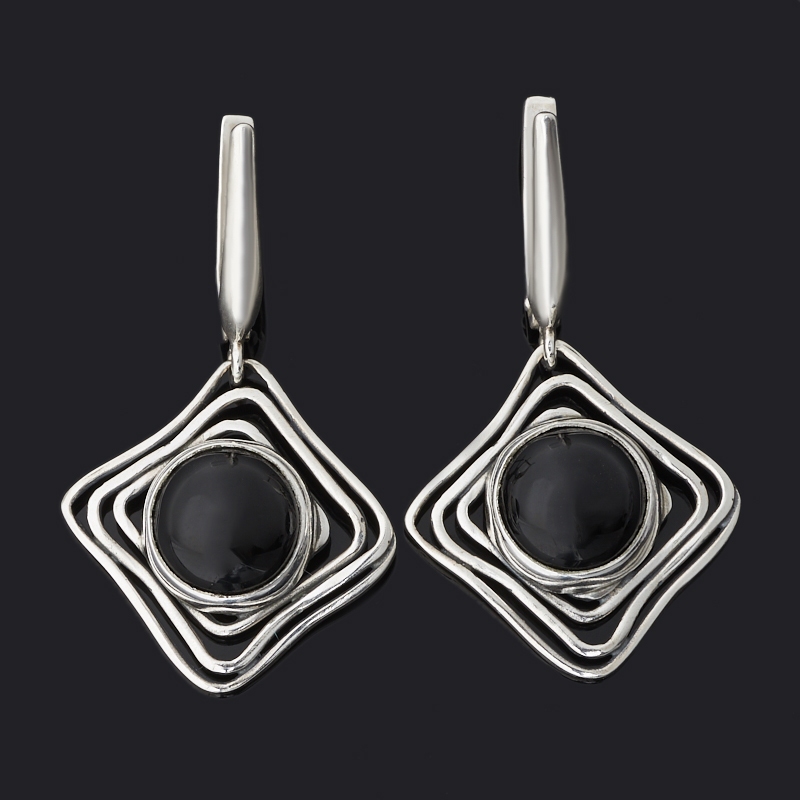 

Серьги агат черный (серебро 925 пр. оксидир.)
