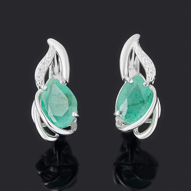 

Серьги изумруд (серебро 925 пр. родир. бел.) огранка