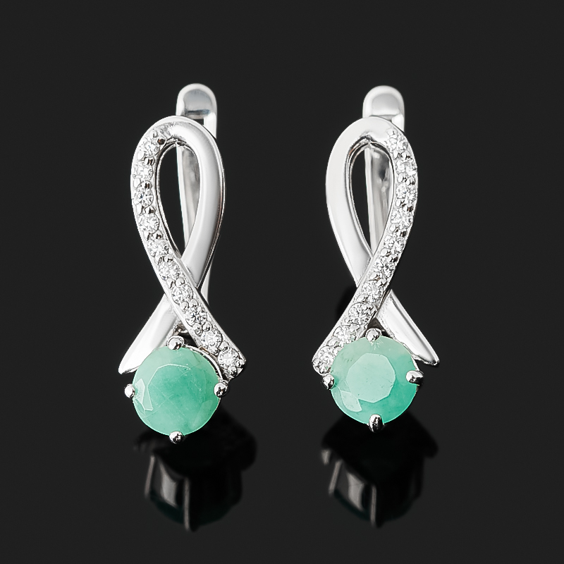 

Серьги изумруд (серебро 925 пр. родир. бел.) огранка