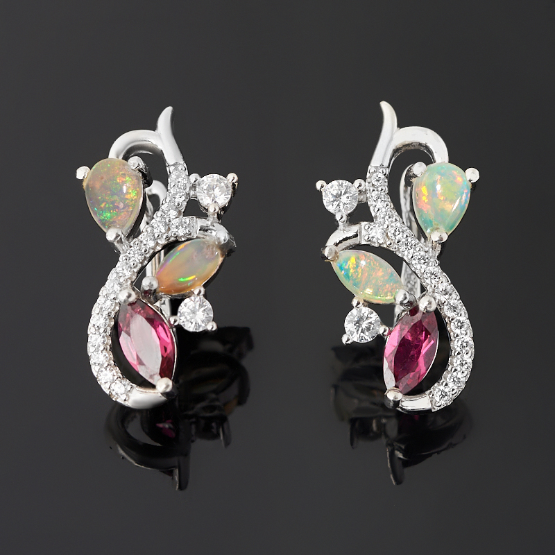 

Серьги микс гранат, опал (серебро 925 пр.)