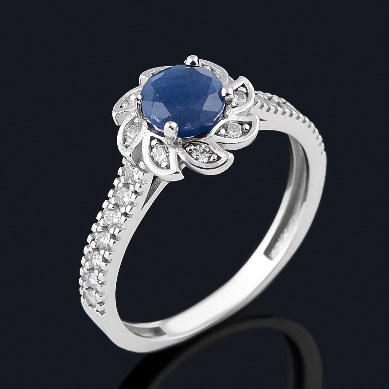 

Кольцо сапфир черный (серебро 925 пр. родир. бел.) огранка размер 18