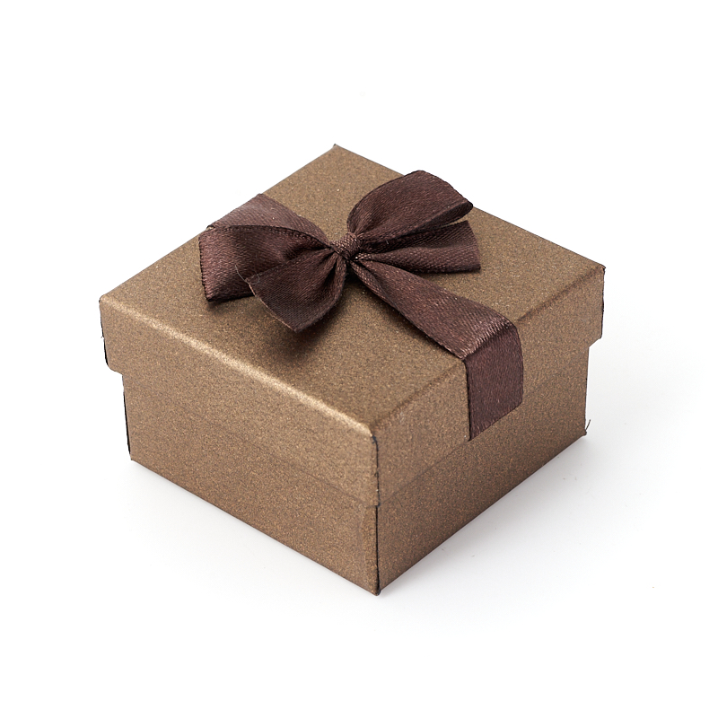 Подарочная упаковка (картон) под комплект (кольцо, серьги, кулон) (коробка) (коричневый) 60х60х40 мм