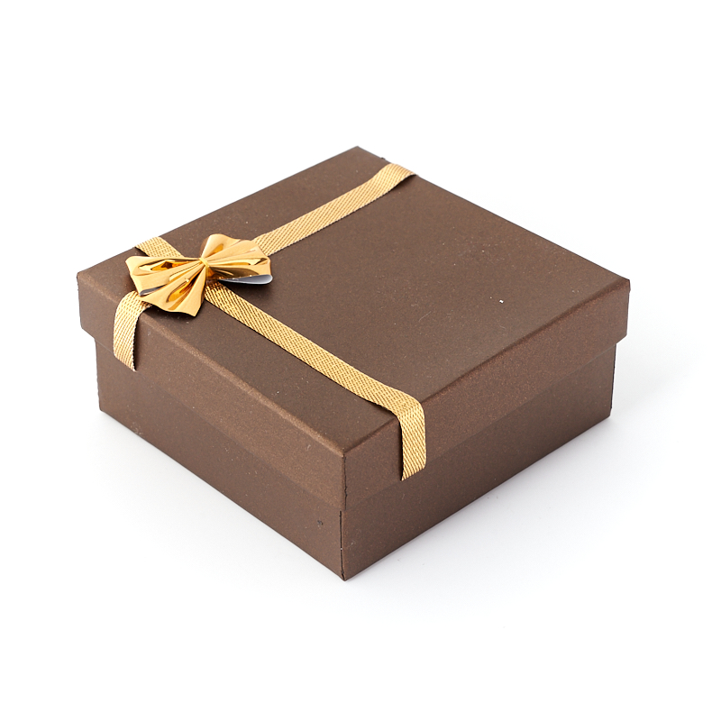 Подарочная упаковка (картон) под комплект (кольцо, серьги, цепь, кулон) (коробка) (микс) 85х85х35 мм