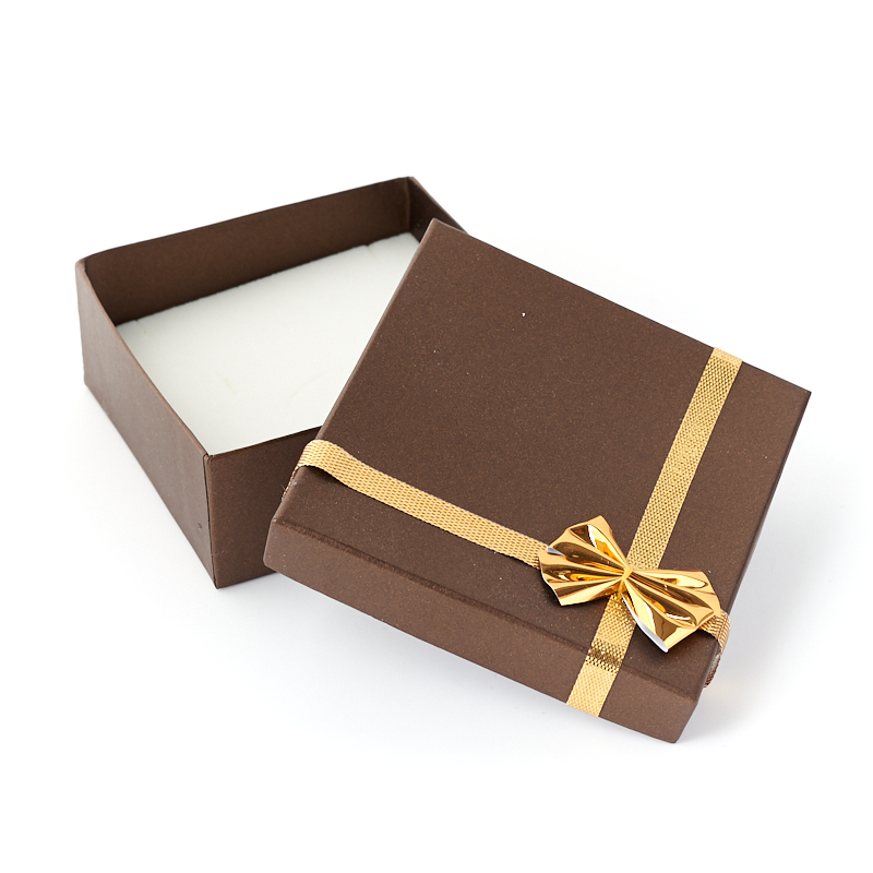 Подарочная упаковка (картон) под комплект (кольцо, серьги, цепь, кулон) (коробка) (микс) 85х85х35 мм