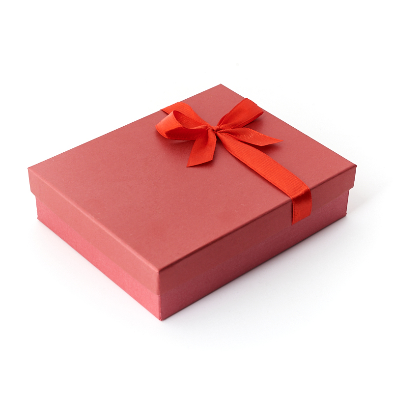 Подарочная упаковка (картон) под комплект (кольцо, серьги, цепь, кулон) (коробка) (красный) 135х110х35 мм