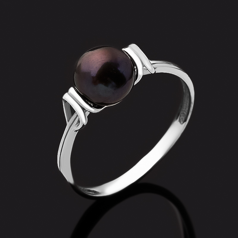 Кольцо серебряное с черным жемчугом