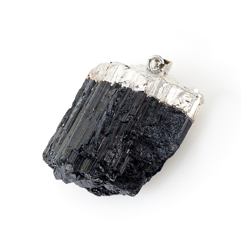 Кулон турмалин черный (шерл) Бразилия (биж. сплав) кристалл 4-5 см