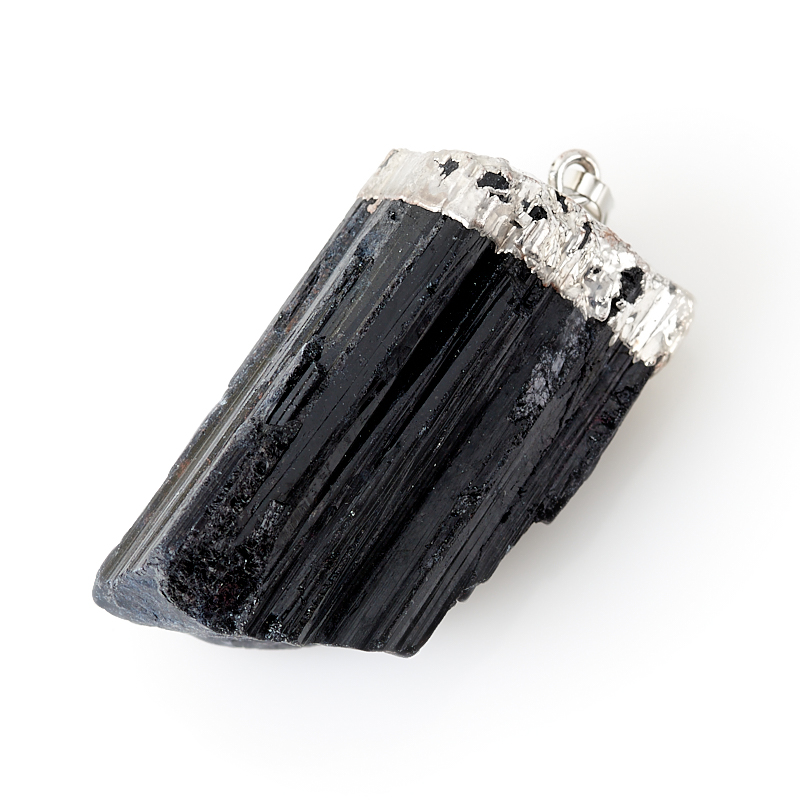 Кулон турмалин черный (шерл) Бразилия (биж. сплав) кристалл 4-5 см