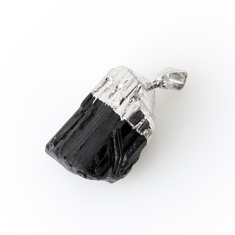 Кулон турмалин черный (шерл) Бразилия (биж. сплав) кристалл 2-3 см