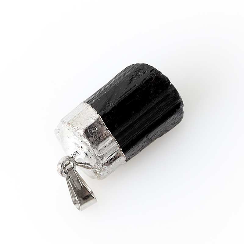 Кулон турмалин черный (шерл) Бразилия (биж. сплав) кристалл 2-3 см