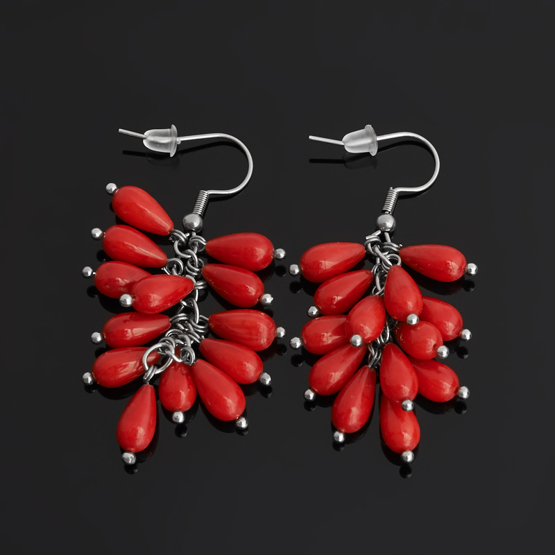 

Серьги коралл красный (биж. сплав, сталь хир.)