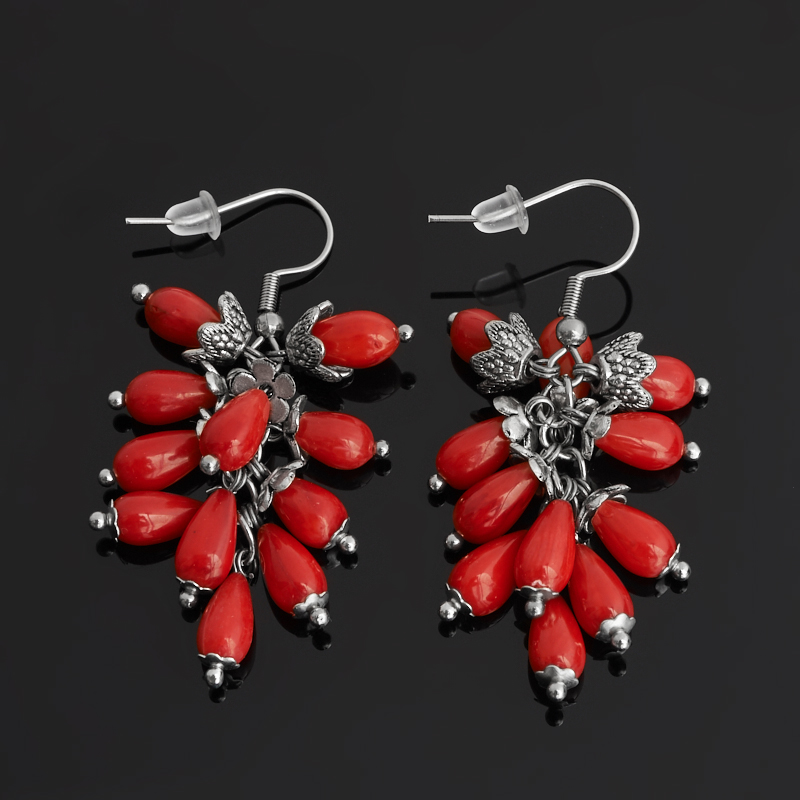 

Серьги коралл красный (биж. сплав, сталь хир.)